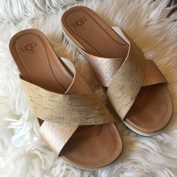 UGG Shoes - UGG Kari Cork and Metallic Rosegold Sandals